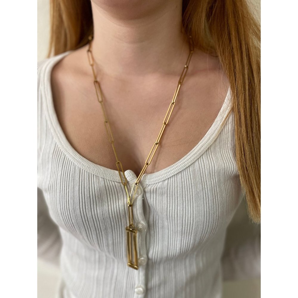 Yellow necklace, yellow link necklace, link necklace, long necklace, long link n